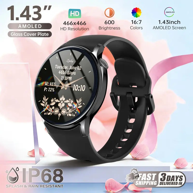 Women's HDM Gift-Ready Smart Wristwatch with AMOLED Screen