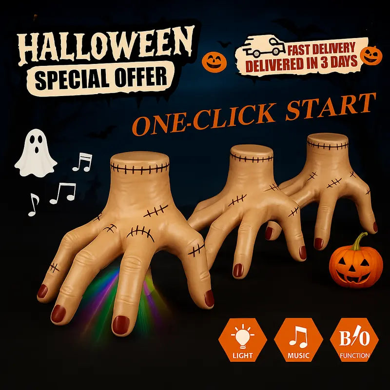 Spooky Halloween Plastic Crawling Hand Toy - 6.3×5.1×3.9in, 3×AA-Powered, Light-Up, Eerie Sounds, Easy to Use, Latex Texture Prank Prop for 3+ Years, Cosplay, Spooky Gifts, Halloween Party Decor