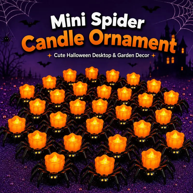 18-Piece LED Spider Tealight Set - Flameless Battery-Powered Lighted Ornaments, 3-Dimensional Design, Ambient Lighting Home Decor, Festive Spooky Party Supplies, All-Season Safe