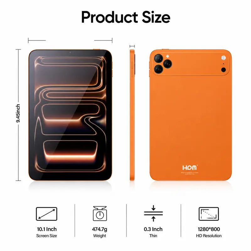 HDM 10.1 Inch Android Tablet Bundle with Keyboard, Mouse, Stylus and Case, 256GB Storage Expandable, 5000mAh, WiFi Tablet for Students, Family and Office