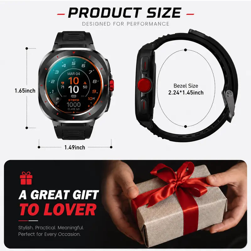 Round Durable Smartwatch for Men & Women, 1.39" HD Screen, Bluetooth Calling, Built-in Speaker, Compass, 1ATM Water Resistant, Steel Case, Fast Chargeable Android Smart Wearable Device, Outdoor & Daily Wear