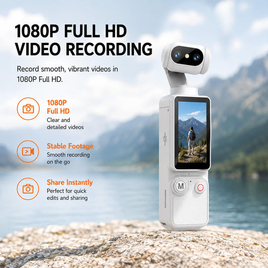 Vlogging Camera with 32GB Memory Card, Digital Video Recorder with 180° Rotating Lens, Portable Camcorder for Travel, Daily Vlogs & Content Creation, Christmas Holiday Gift