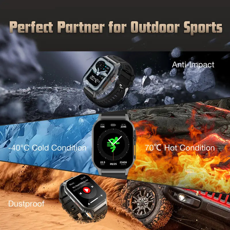 Rechargeable Android Bluetooth Wristwatch, 2.01in Large Screen Smart Watch with Rotate Button for Easy Menu Control & Dial Switching, Wearable Smart Devices