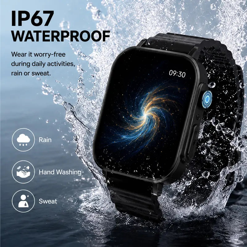 HD Smartwatch (2.02 in) for Men, Tech Meets Fashion Interactive Electronic Smart Watches with Bluetooth Calling, Full Touch Screen, Dual Interchangeable Bands, Charging Cable, iOS/Android Compatibility, Fitness Tracker
