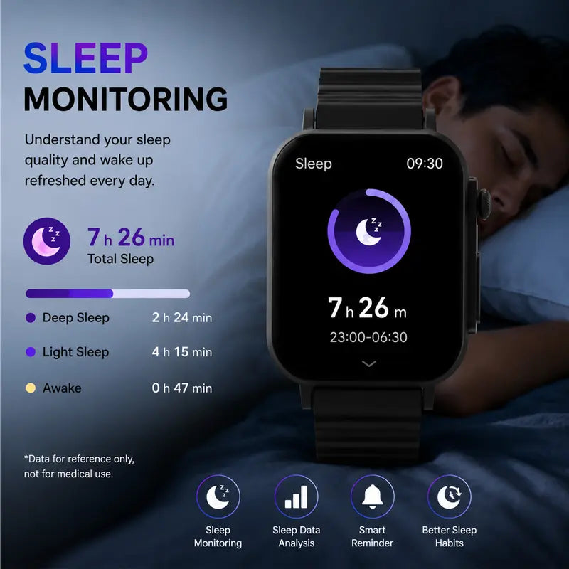 Smart Watch for Men & Women, 2.02" HD Full Screen with Bluetooth Calling, Fitness Tracker, 2 Interchangeable Straps & Charging Cable, Compatible with iPhone & Android