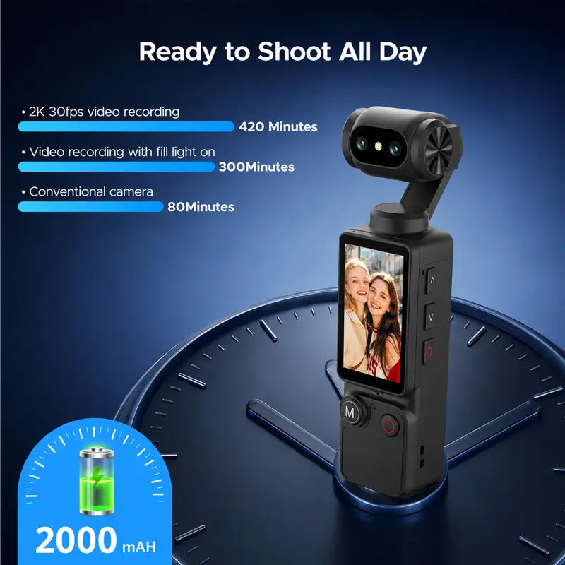 1080p HD Portable Video Recorder with 180° Rotatable Lens