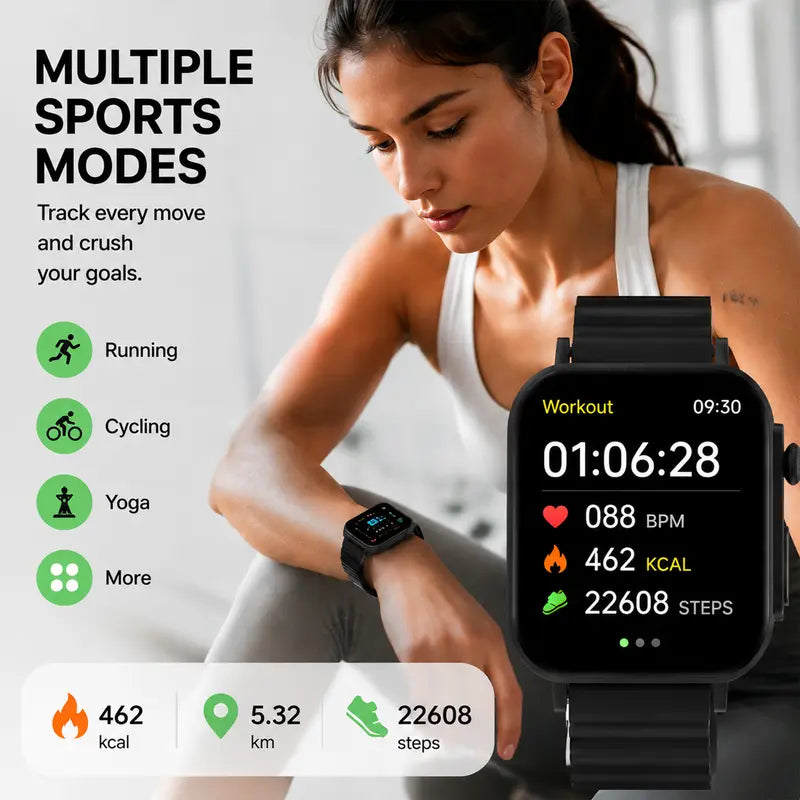 HD Smartwatch (2.02 in) for Men, Tech Meets Fashion Interactive Electronic Smart Watches with Bluetooth Calling, Full Touch Screen, Dual Interchangeable Bands, Charging Cable, iOS/Android Compatibility, Fitness Tracker