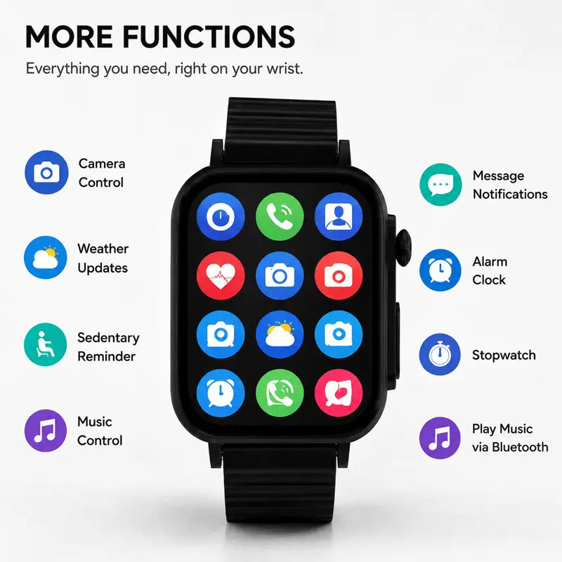 Smart Watch for Men & Women, 2.02" HD Full Screen with Bluetooth Calling, Fitness Tracker, 2 Interchangeable Straps & Charging Cable, Compatible with iPhone & Android