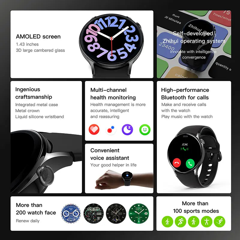 Women's HDM Gift-Ready Smart Wristwatch with AMOLED Screen