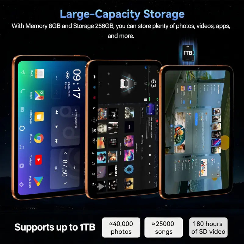 HDM 10.1 Inch Android Tablet Bundle with Keyboard, Mouse, Stylus and Case, 256GB Storage Expandable, 5000mAh, WiFi Tablet for Students, Family and Office