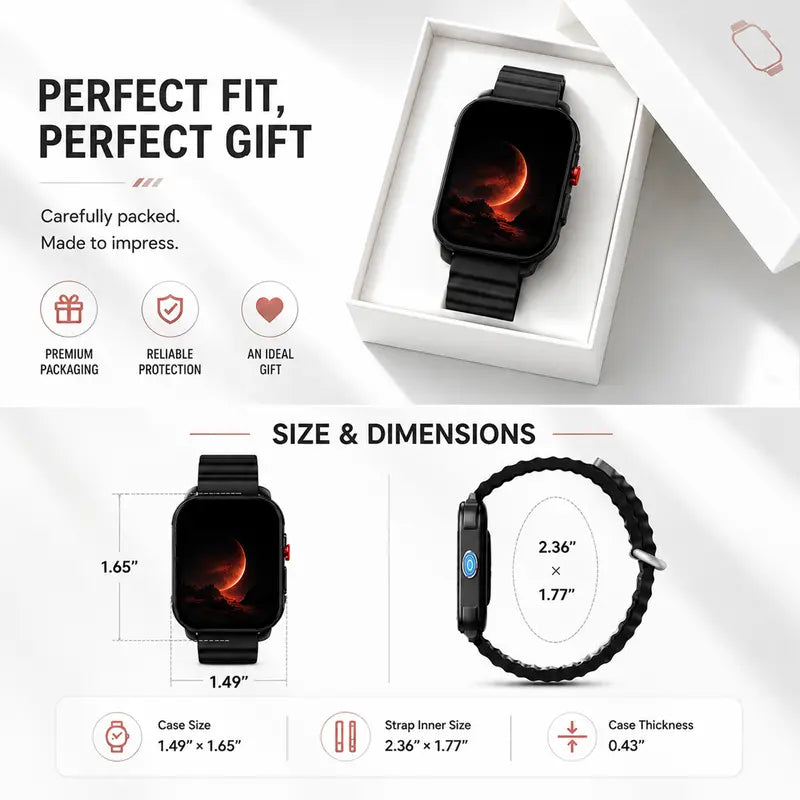 Women's Slim Lightweight Silicone Smartwatch Tracker - HD Clock Display, Bluetooth Calls, Calorie Tracker, Dual-Band Design, Wrist Music Controls, 180mAh, Nylon/Silicone Straps