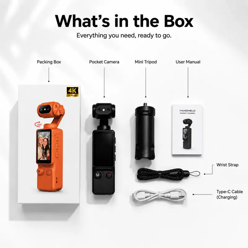 1080p HD Portable Video Recorder with 180° Rotatable Lens